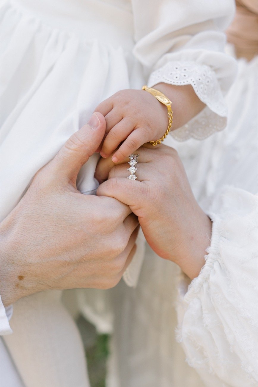 Hands held, rings close up